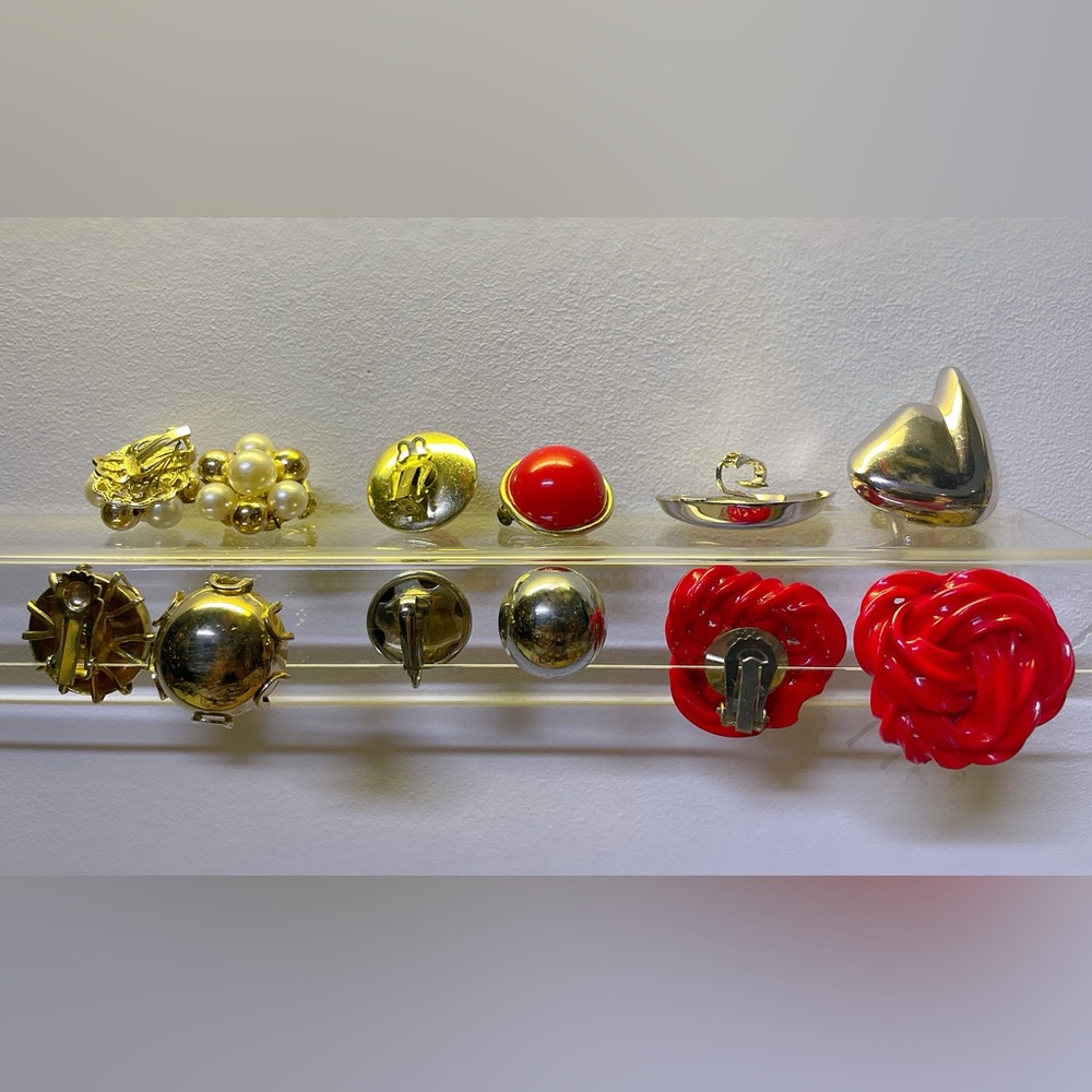 Vintage 60’s - 70’s Earrings Collection Red, Gold and Silver